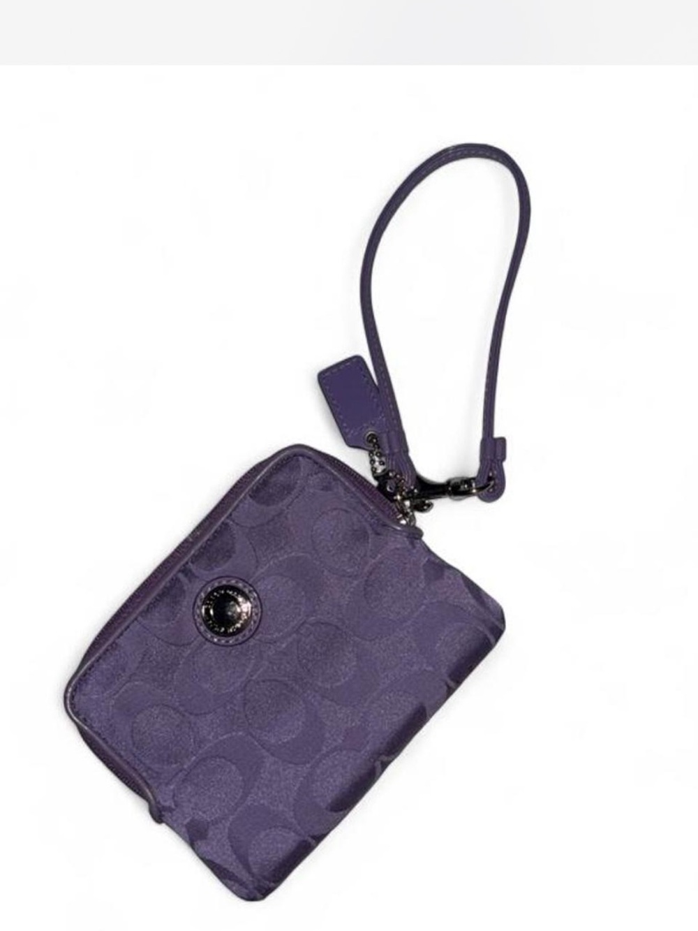 Coach Purple Signature Jacquard Wristlet
